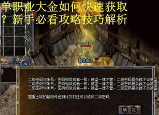 单职业大金如何快速获取？新手必看攻略技巧解析