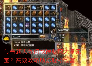 传奇新人如何快速获取大量元宝?高效攻略助你轻松致富 传奇新人如何快速获取大量元宝?高效攻略助你轻松致富
