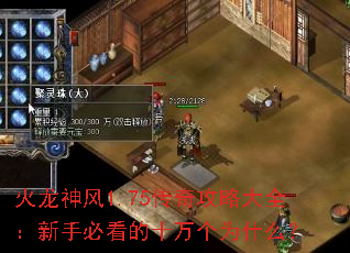 火龙神风1.75传奇攻略大全:新手必看的十万个为什么? 火龙神风1.75传奇攻略大全:新手必看的十万个为什么?